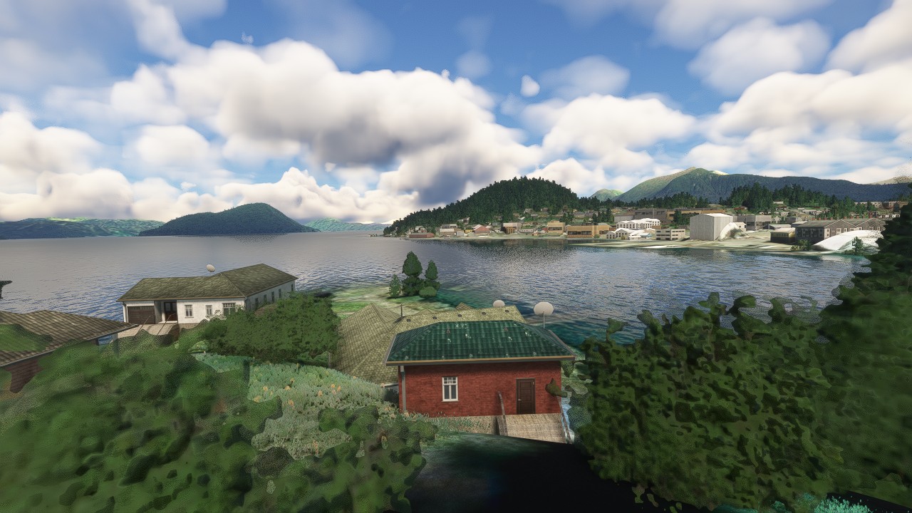 fichier article, Une petite crique naturelle est idéale pour protéger le port de Wrangell. Derrière le village il 