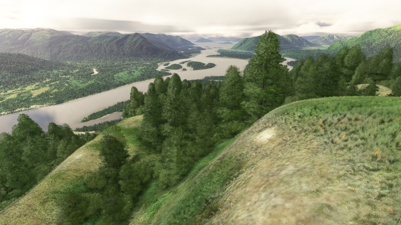 Image article, L'estuaire du Stikine, vue d'une colline avoisinante