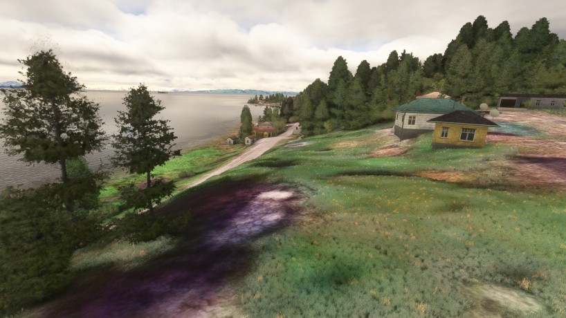 Image article, Au village de Kake, les maisons sont au bord de la mer car le relief de l'île Kupreanof est marqué