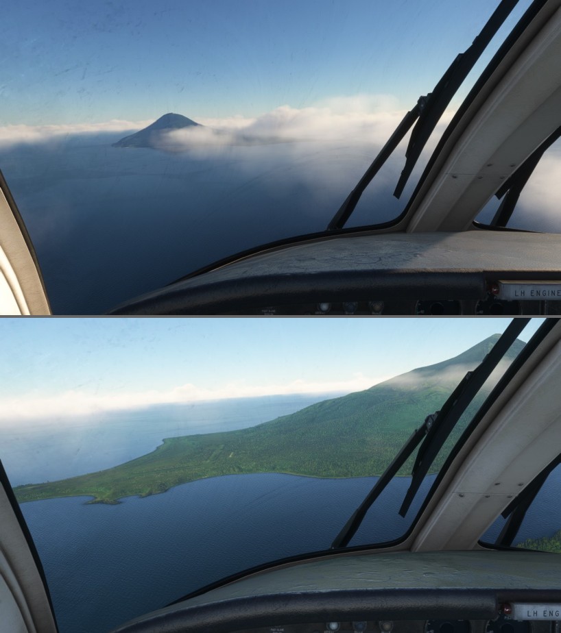 Image article, Le volcan Sarytchev
La piste d'atterrissage en herbe est droit devant, au pied du volcan